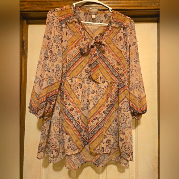 Knox Rose Tops - Knox Rose Womens Large Pattern Blouse